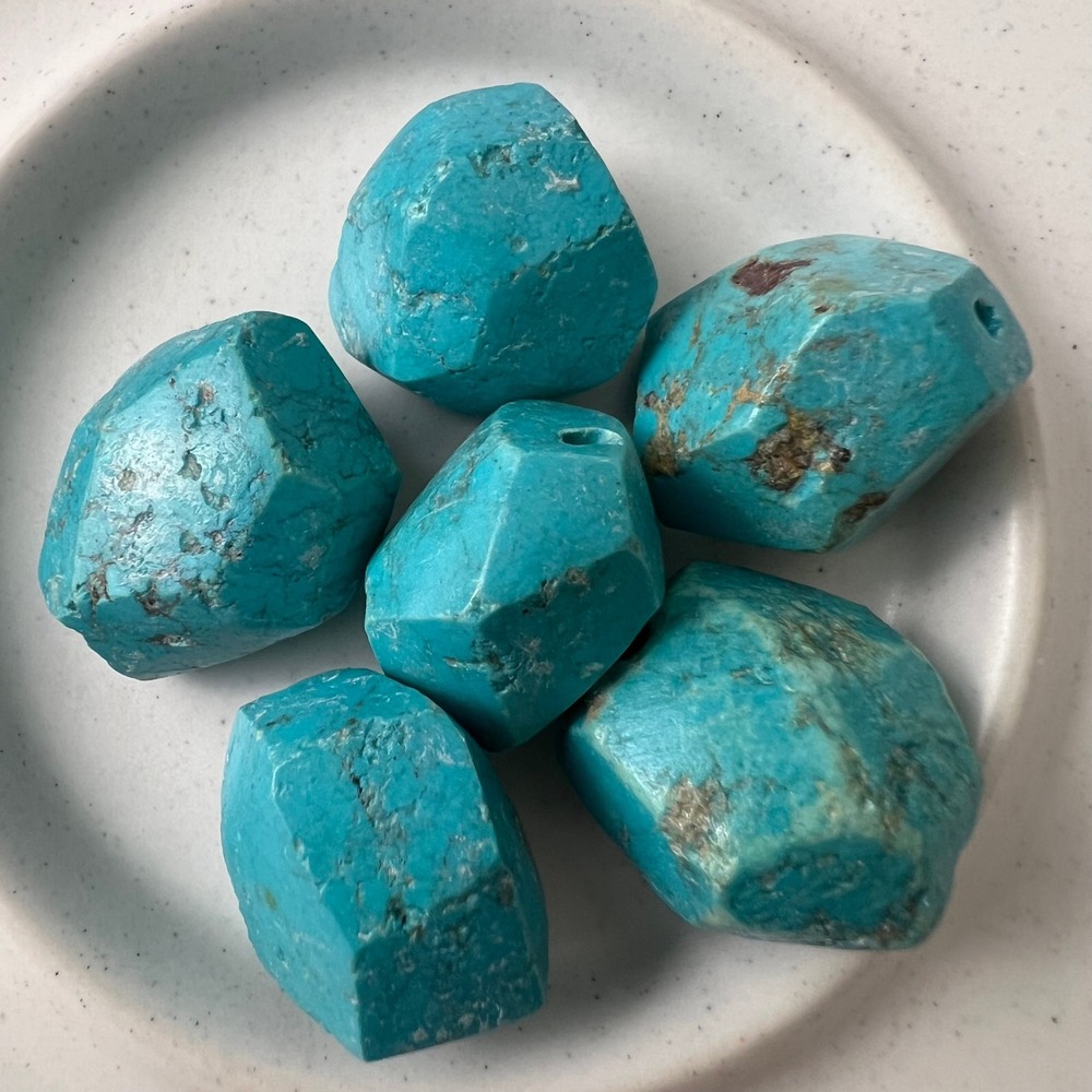 ☘️5/$25 Turquoise Resin Beads Large Chunky Geometric